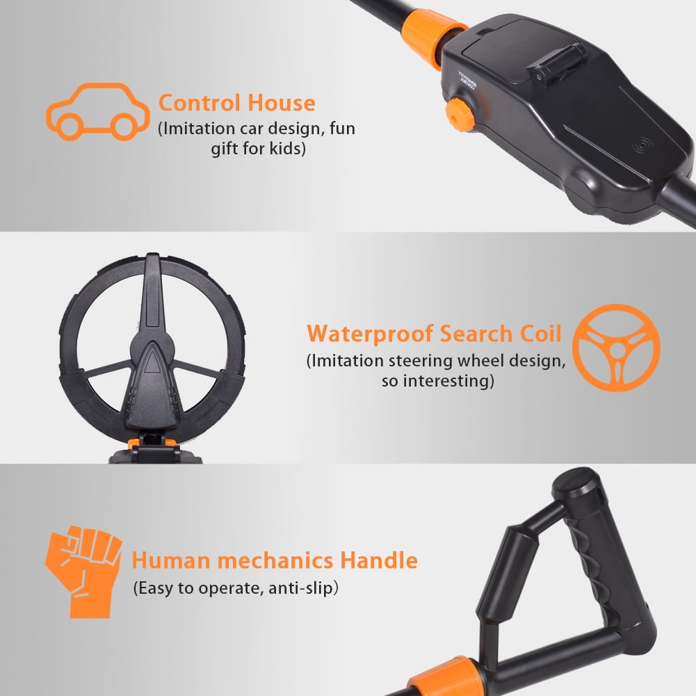 Metal Detector Lightweight Waterproof Treasure Hunter for Kids & Adults, Adjustable 30-42 inch, 6.5" Search Coil, Beach & Shallow Water Use