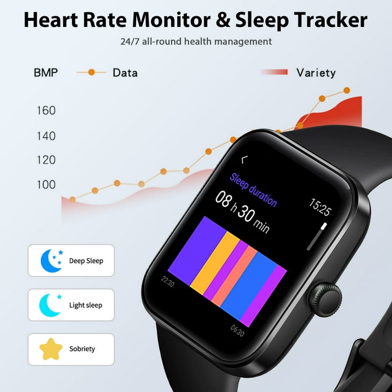  Blackview Smart Watch for Android Phones Compatible with iPhone  Samsung, Smart Watches for Men Women, 5ATM Waterproof Fitness Smartwatch  with Heart Rate Monitor & Sleep Tracker