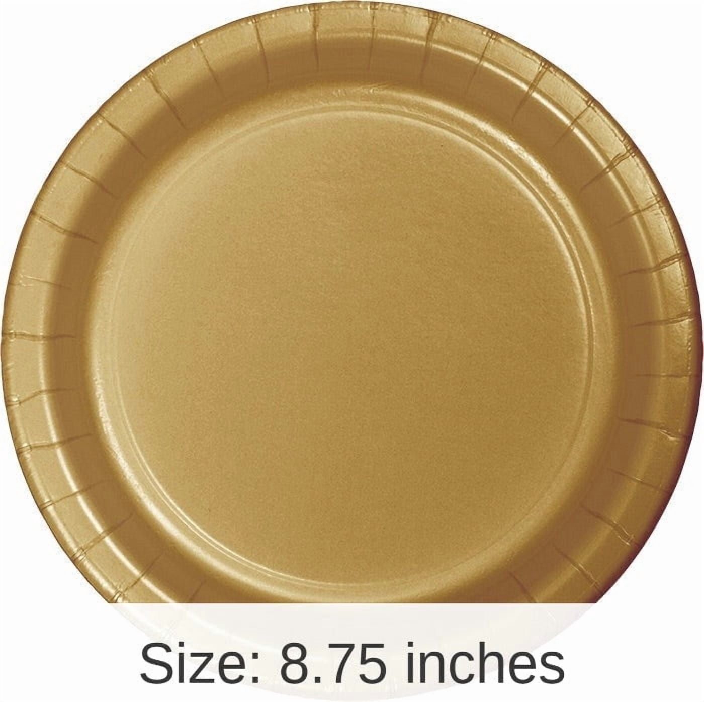 240/Case Bulk Glittering Gold Sturdy Style Paper 8.75 inch Dinner Plates
