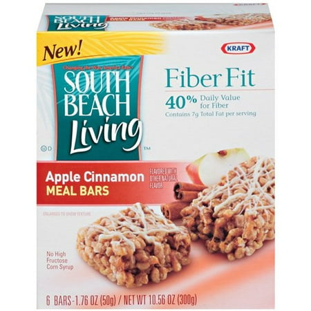 South Beach Living Fiber Fit Apple Cinnamon Meal Bars, 6ct