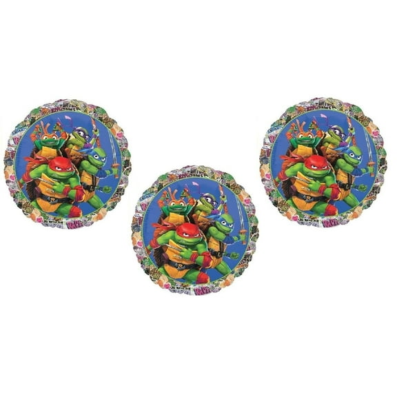 (3) 18 inch Teenage Mutant Ninja Turtle Foil Mylar Balloons Party Supplies Decorations