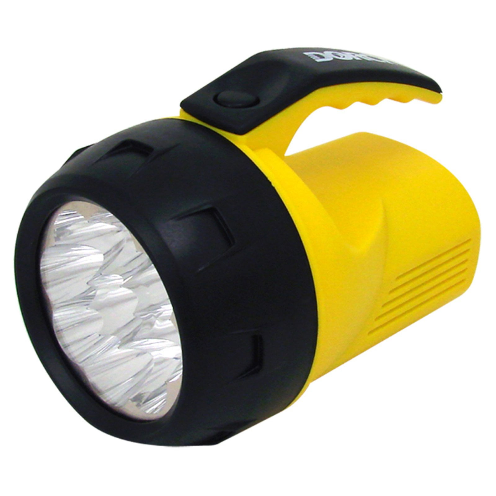 PRO-SAFE White LED Bulb, Spotlight/Lantern Flashlight - Black, Yellow Plastic Body, 4 D Batteries Not Included | Part #LED-LANT-HV