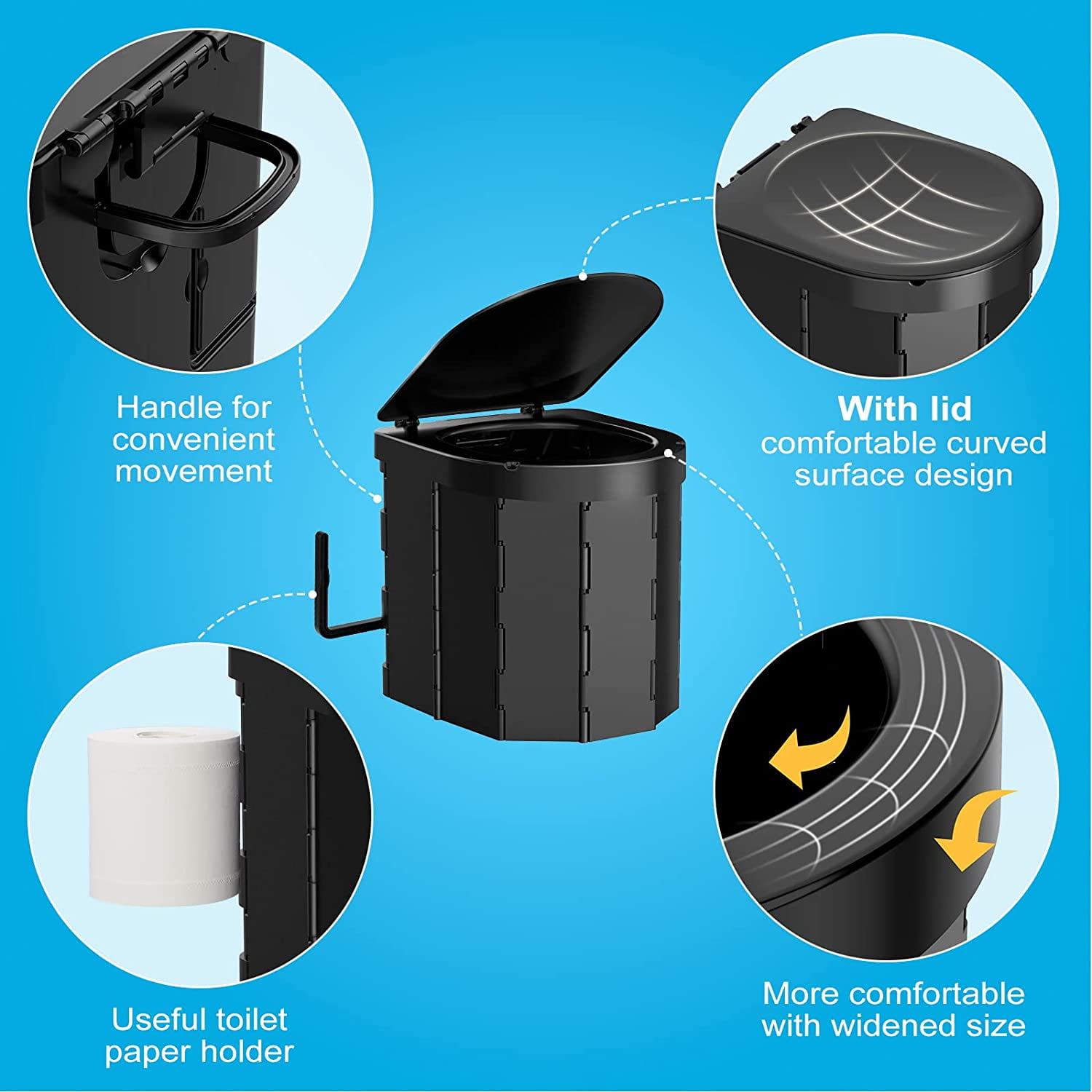 Wadeo Portable Camping Toilet with Lid