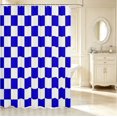 thumbnail image 2 of Manfei Contemporary Navy White Grid Shower Curtain 72Wx72L,Checkered Art Bathroom Curtain, 2 of 5
