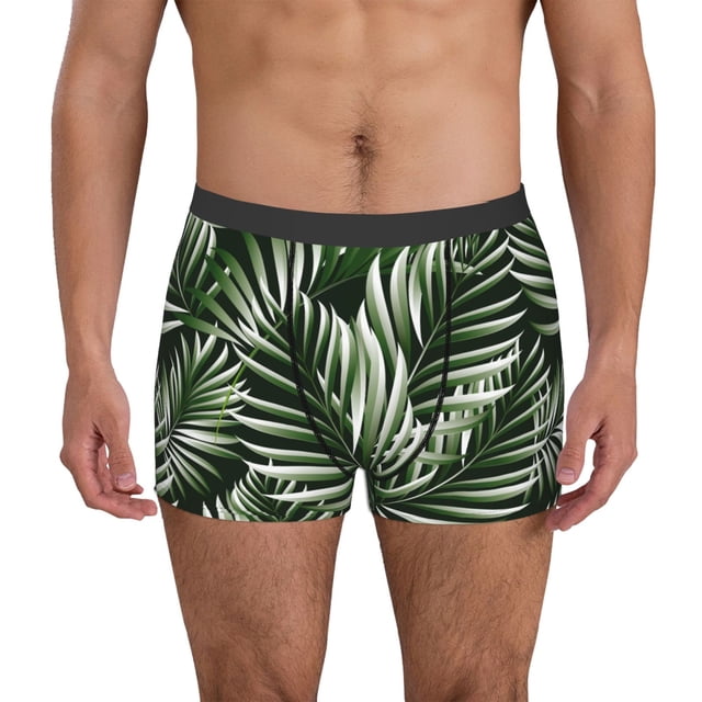 Balery Tropical Palm Leaves1 Calzoncillos bóxer para hombre, ropa interior de algodón suave y transpirable con cinturilla de nailon-X-Large