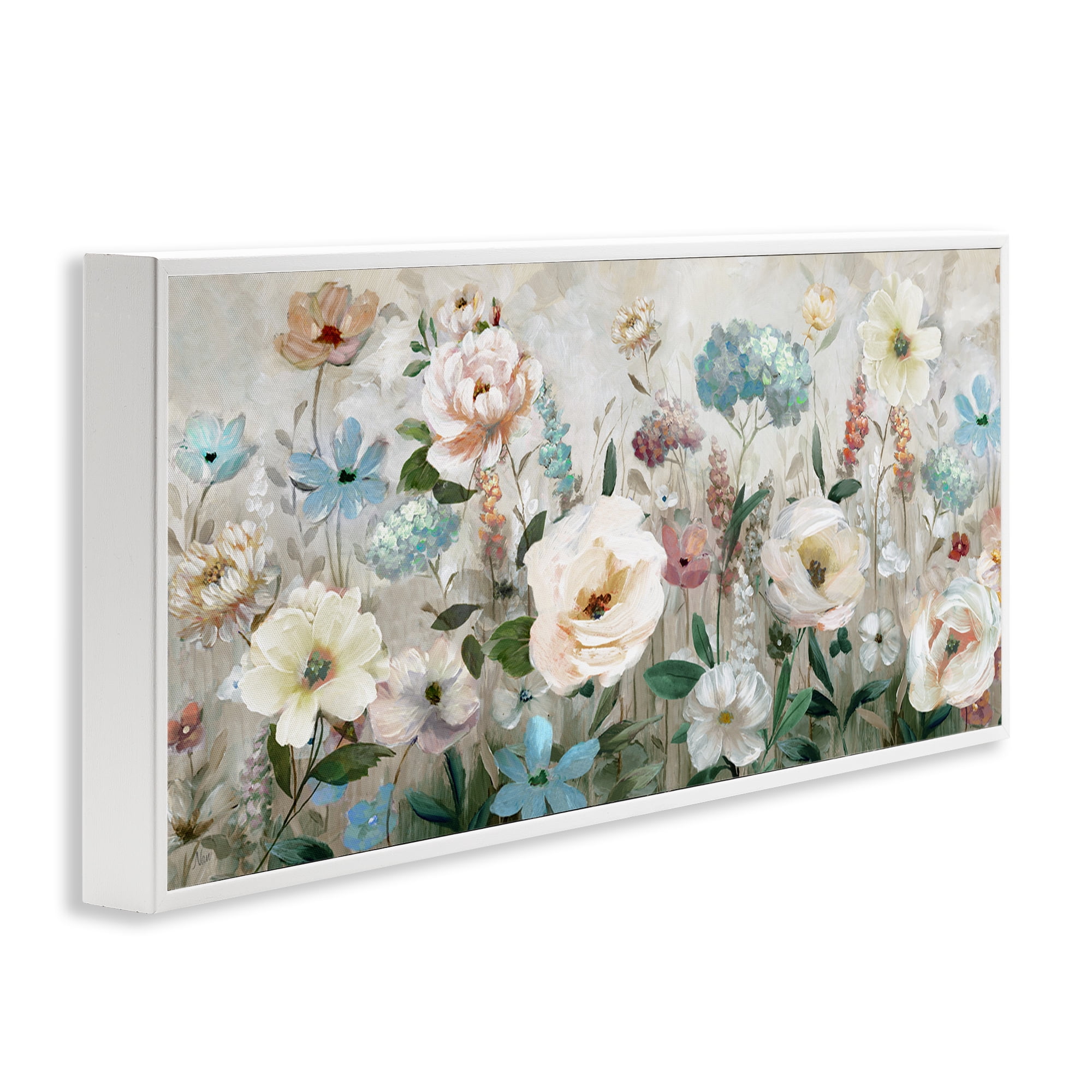 Stupell Industries Pastel Garden of Peonies White Framed Giclee Art, design by Nan