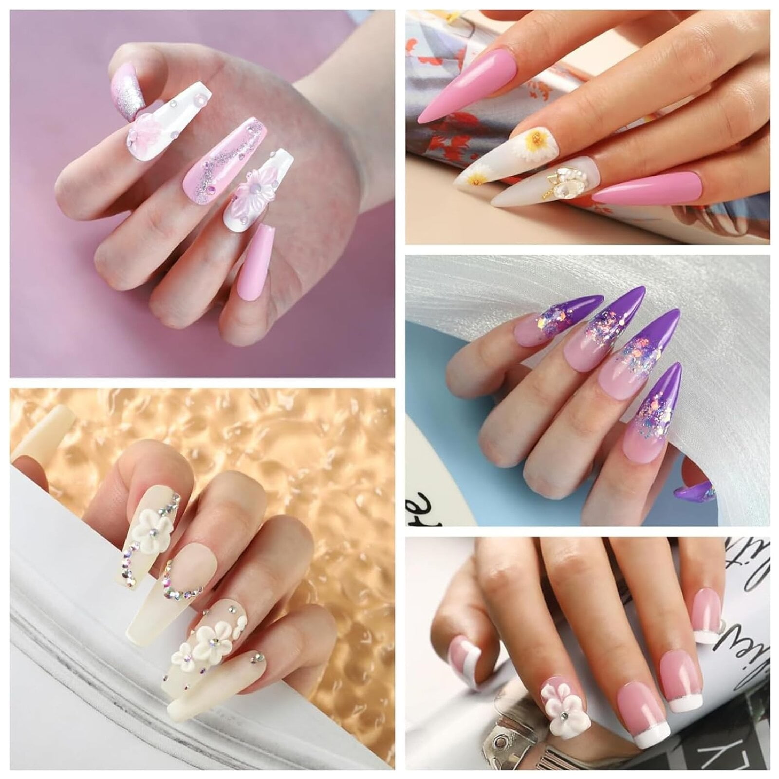 COSCELIA Acrylic Nail Kit Complete Set 3PC Acrylic Powder 6pcs Gel Nail Polish Set 100pcs Acrylic Nail Tips Nail Art Gift for Women