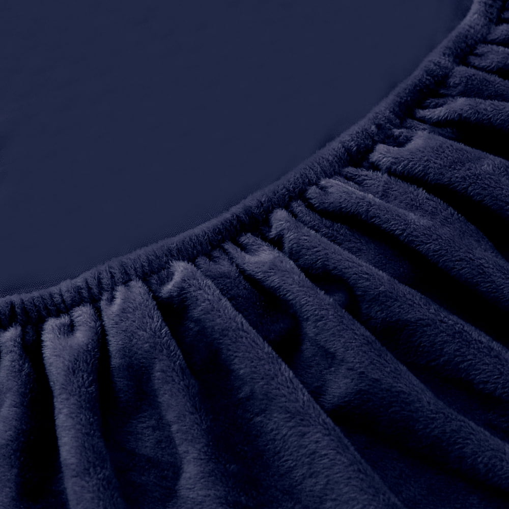 SHANNA Plush L Shape Sectional Couch Covers, Stretch Thick Velvet Sofa Furniture Protector Anti-Slip Sofa Covers (L-shape 2 Seater+2 Seater,Navy)