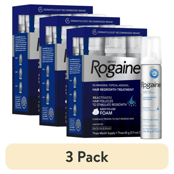 (3 pack) Men's Rogaine 5% Minoxidil Foam Hair Regrowth Treatment, 3-Mo Supply
