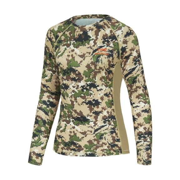 BASSDASH Women’s Camo Hunting Shirt Long Sleeve UPF 50  Sun Protection Performance Tee fishing Hiking