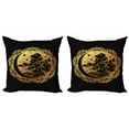 thumbnail image 1 of Ambesonne Tribal Throw Pillow Cover 2 Pack, Occult Art, 16", Yellow and Black, 1 of 2