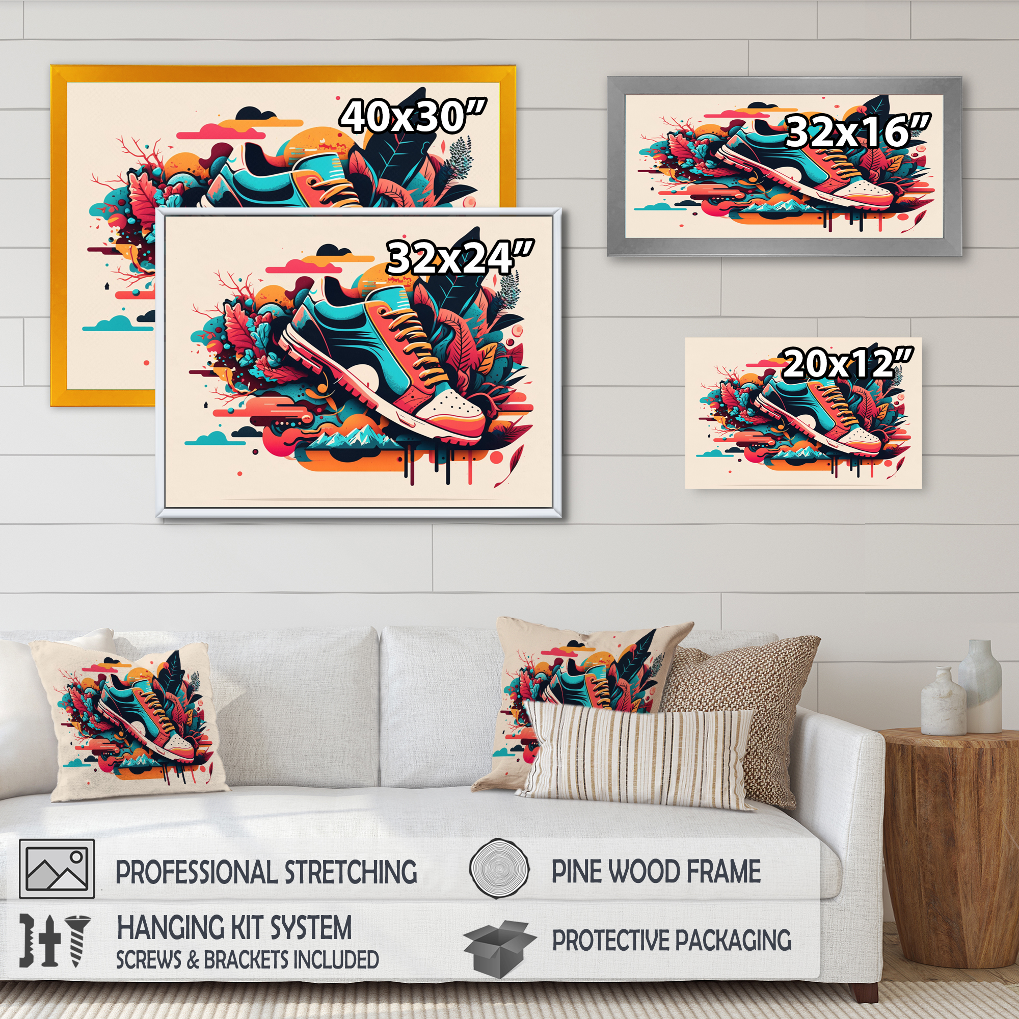 Designart Colorful Shoe Image Canvas Wall Art