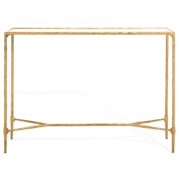 Safavieh Isabellina Iron and Glass Console Table in Brass / Clear