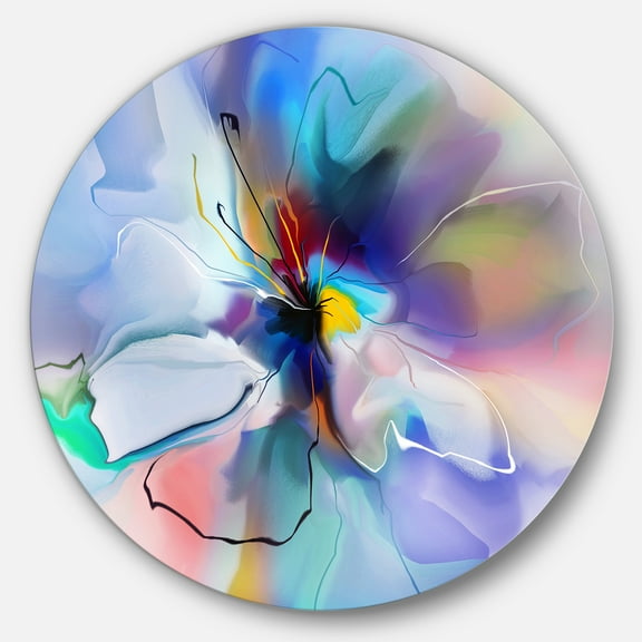 Designart 'Abstract Creative Blue Flower' Extra Large Floral Wall Art
