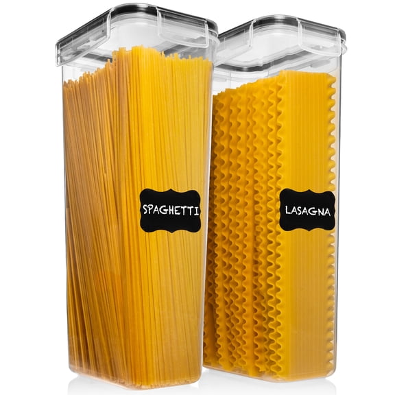 Shazo 2 Pack 2.8L Airtight Food Storage Containers with Lids – Spaghetti & Pasta Containers for Pantry Organization, BPA Free Kitchen Canisters for Cereal, Flour, Sugar, Rice & Dry Food Storage