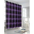 thumbnail image 3 of Shower Curtains for Bathroom-36"x72", Halloween Buffalo Checked Plaid Waterproof Bath Curtain Grommet Shower Curtain Set with Hooks, Black and Purple Washable Bath Accessories, 3 of 6