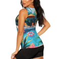 thumbnail image 3 of Fuzoiu Tropical Poolside Relaxation Print Women's Workout Tank Top,Athletic Racerback Sports Tank,Tops Sleeveless Running Loose Fit Yoga Tops,Active Shirts for Yoga, Running, and Gym-Medium, 3 of 7
