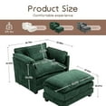 thumbnail image 3 of Modern Boucle Accent Chair with Ottoman Set, Comfy Armchair with Side Pocket, Plush Reading Chair for Bedroom, Living Room, Apartment, Small Spaces - Dark Green, 3 of 8