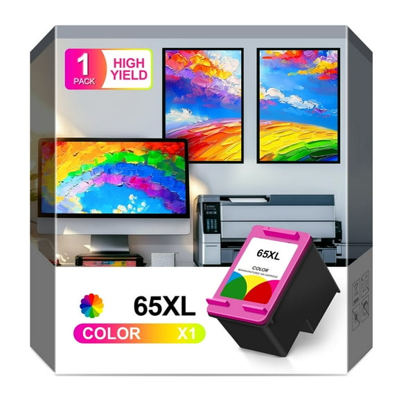 Printer Ink 65 for 65XL Ink Cartridge Color Compatible for 65 Ink Cartridge for Printer Ink 65 for DeskJet 3772 3752 3755 3700 Envy 5055 5010
