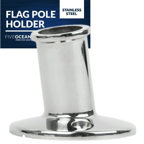 Five Oceans Boat Flag Pole Socket, Flag Pole Holder,Top Mount, Marine Grade Heavy Duty Stainless Steel, Fits 3/4 Inch Poles, for Pontoon, Fishing Boats, Bass Boats, Sport Boats, Sailboats - FO3108