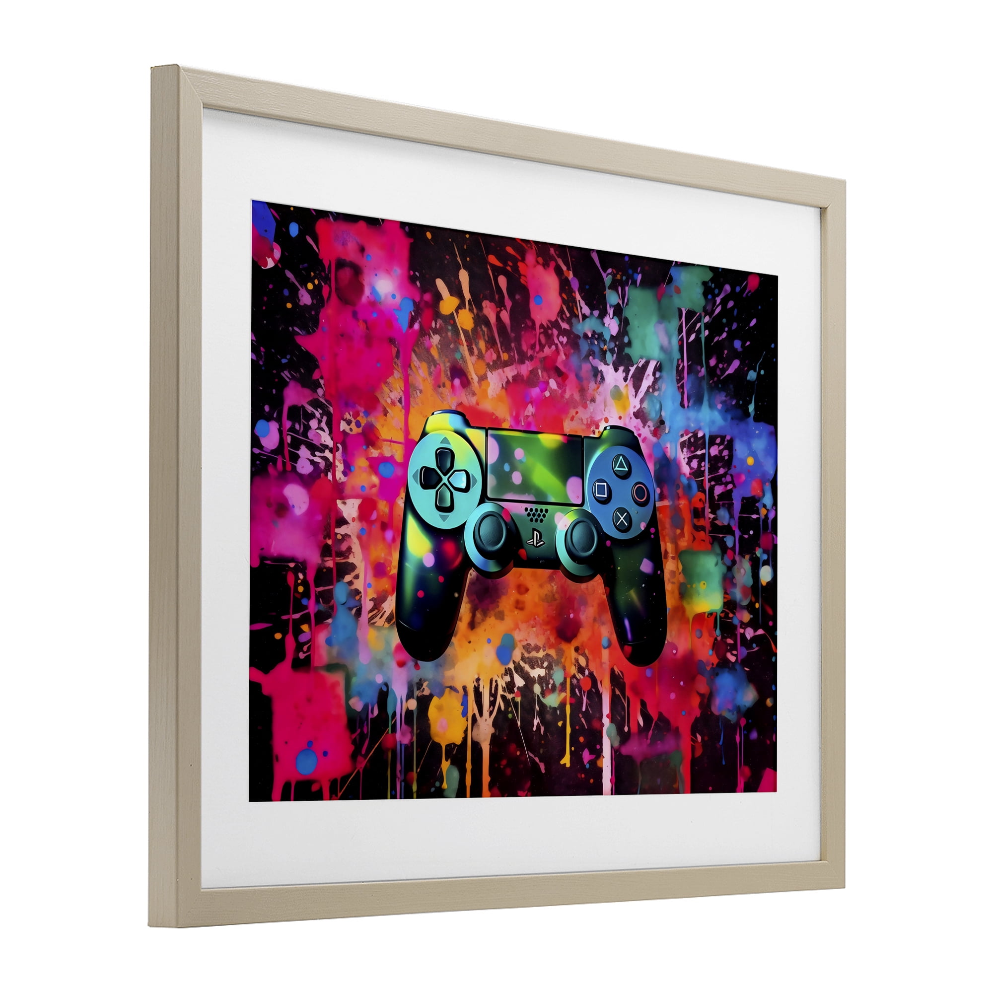 Stupell Industries Vibrant Gamepad Burst Birch Framed Print Under Glass, design by Creative Studio