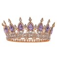 thumbnail image 1 of FORSEVEN Corona de reina con diamantes de imitación, coronas y tiaras de boda para mujer, accesorios para el pelo de fiesta, corona de princesa, corona de cumpleaños, corona nupcial de cristal (dorado, 1 of 4
