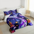 thumbnail image 3 of Feelyou Ocean Mermaid Teens Full Size Comforter Sets, Purple Starry Sky Bedding Sets, 3pcs, 3 of 8