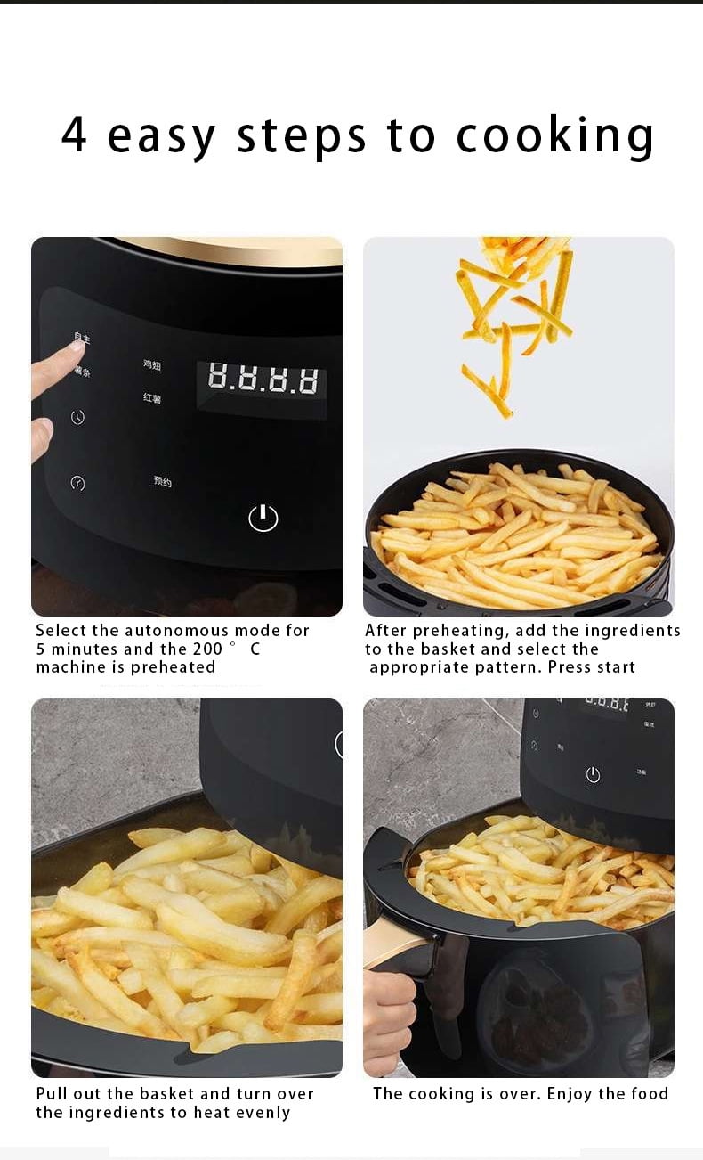 Air Fryer Fat Free, Air Fryer, 8L, Touch ButtonOven,