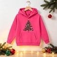 thumbnail image 4 of Hvogkswy Christmas Hoodies for Girls Trendy Festive Printed Hooded Sweatshirt Cozy Long Sleeve Pullover Tops with Kangaroo Pocket 5-14 Years, 4 of 5