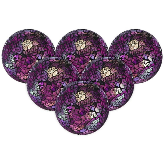 Uxcell 6-Pack Decorative Ball for Bowls, 2.4 Inch Mosaic Glass Balls Decorative Glass Orbs for Home Decor/Dining Tables [Purple]