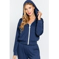 thumbnail image 4 of Simply Fashion Inner Brusedd Fleeced French Terry Hoodie,NAVY,LARGE, 4 of 4
