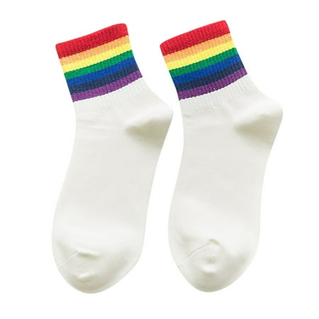 

TAIAOJING Winter Fashion Warm Unisex Chrismas Cotton Striped Rainbow Socks Socks Casual Socks