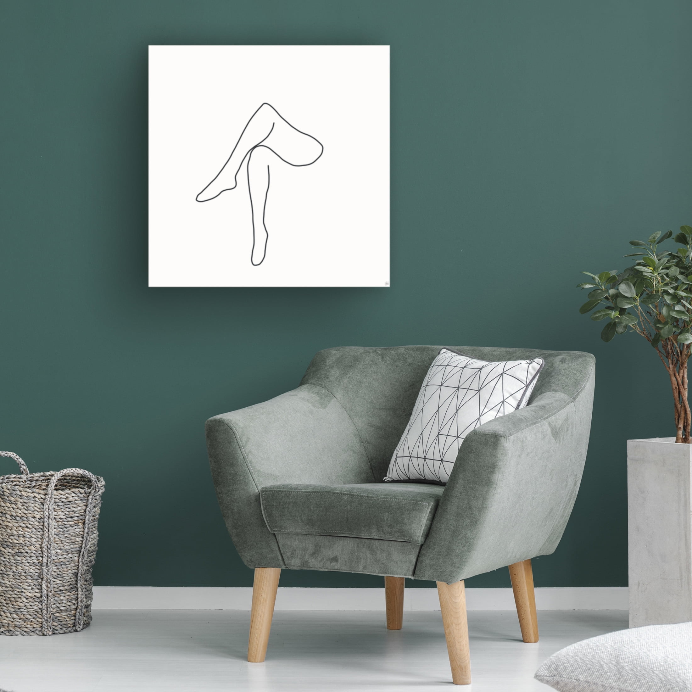 Canvas Wall Art - Line and Brush 'Line Female Legs' Wall Art for Living Room, Bedroom, or Office Décor by Trademark Fine Art - 24 x 24 Inches