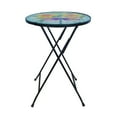 thumbnail image 3 of Alpine Corporation 14" Folding Glass Round Table with Flowers & Dragonfly, 3 of 4