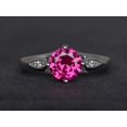 thumbnail image 2 of Ruby Engagement Ring Red Gemstone Ring 925 Sterling Silver Round Cut Ring, 2 of 4