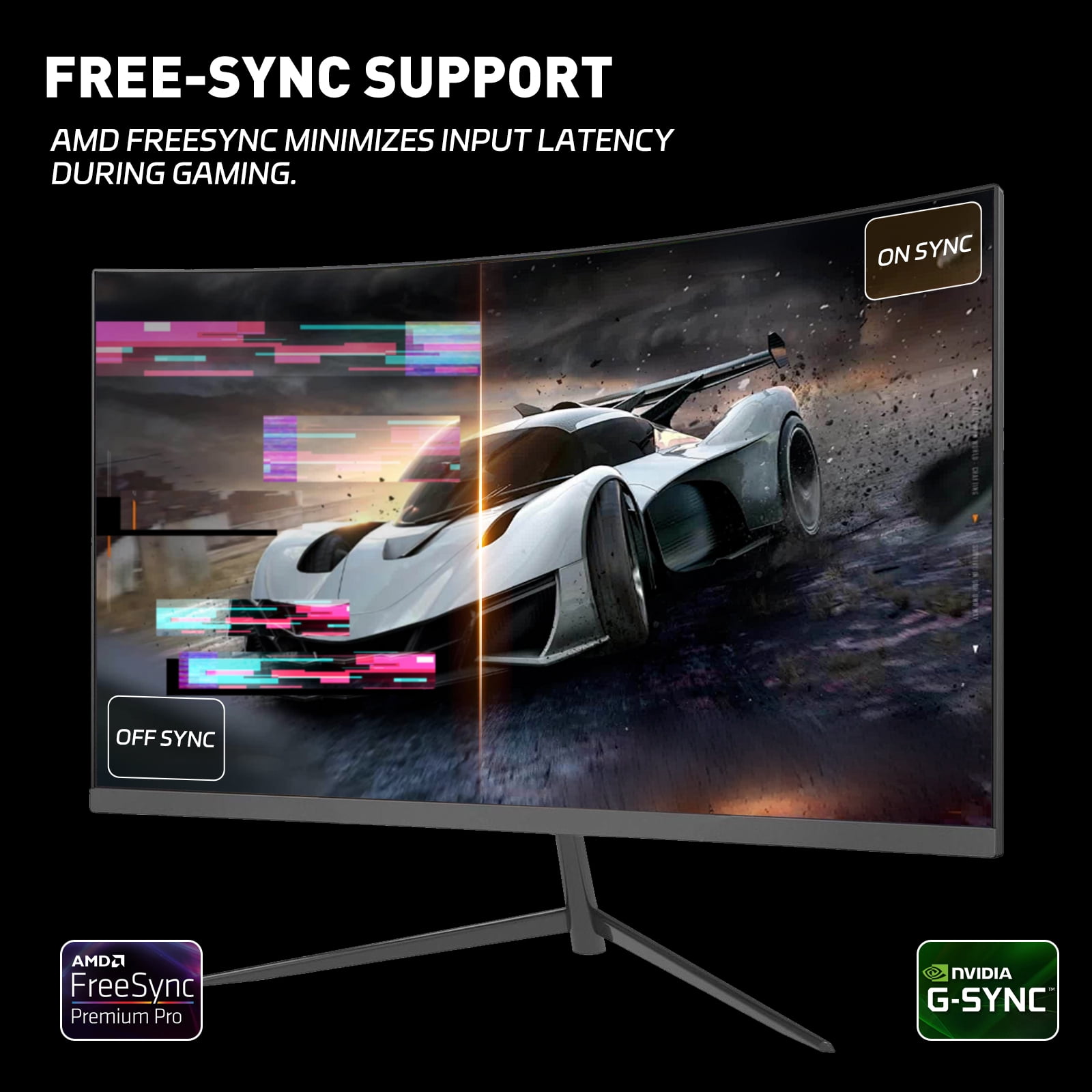 24 Inch Curved Gaming Monitor 180Hz 1ms FHD 1080P | HDMI DP FreeSync Eye Care