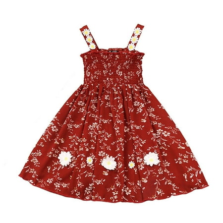 

Pedort Princess Dresses For Girls Toddler Girls Short Sleeve Dress Easter Cotton Casual Summer Appliques Shirt Dresses Red 130