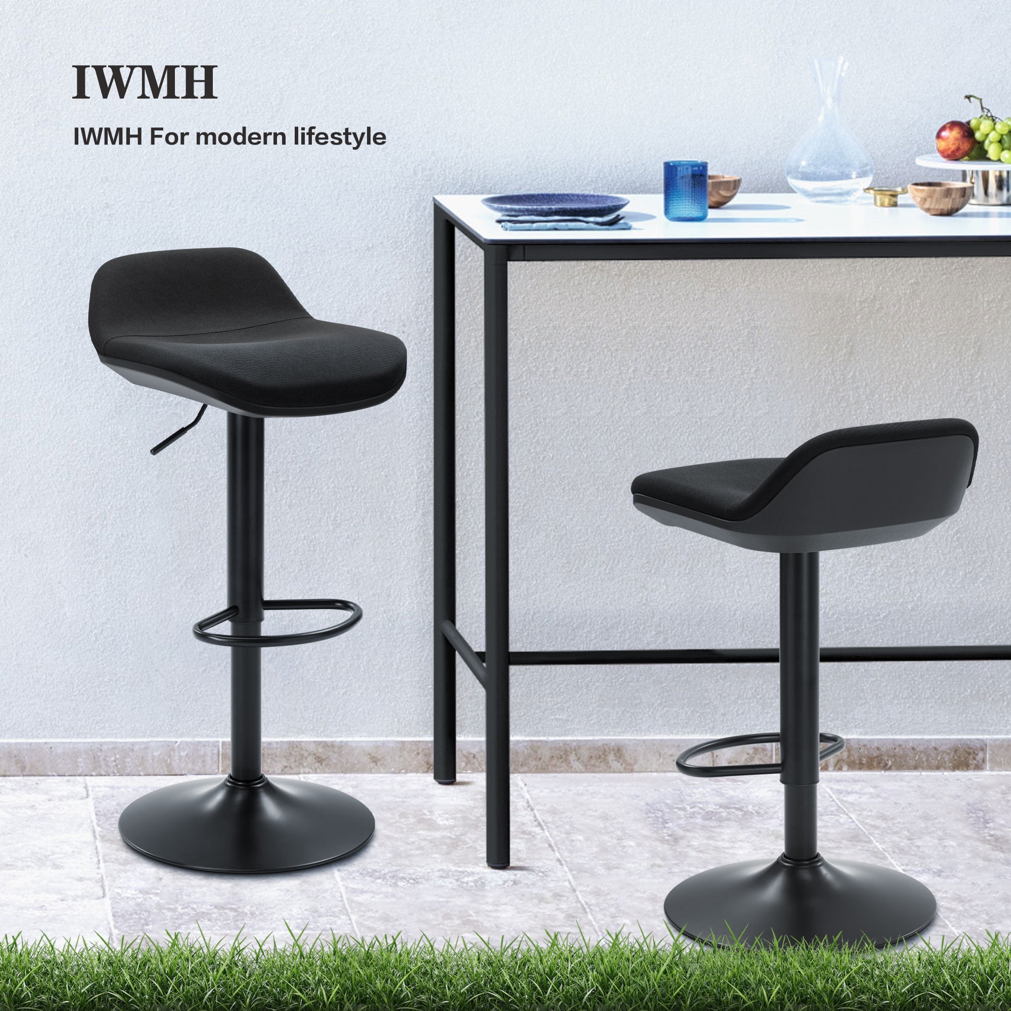 IWMH Standing Desk Stool, Height Adjustable Standing Desk Chair, Ergonomic Sit Stand Stool with Footrest, 360° Swivel Leaning Stools for Office Home (Black)