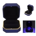 thumbnail image 3 of NFTIGB Premium LED Light Ring Box Jewelry Display Gift Box for Engagement Wedding Proposal Anniversary Blue Color Includes Built-In Battery Elegant Flocking Velvet Interior, 3 of 9