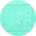 thumbnail image 1 of Ahgly Company Machine Washable Indoor Round Oriental Turquoise Blue Traditional Area Rugs, 5' Round, 1 of 4