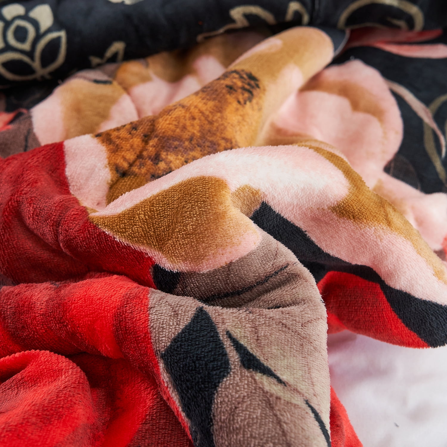 JML Plush Sherpa Bed Blanket, Fluffy & Soft, Reversible, Thick, King 79"x91",Black Rose