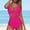 Hot Pink, variant on QUNYINEY Standard Straps Womens Swimsuits One Piece Monokini V Neck Solid Bathing Suit Tummy Control Mesh Swimwear
