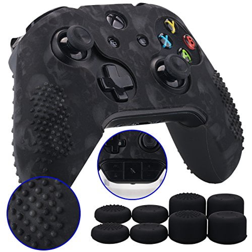 9CDeer 1 Piece of Silicone Water Transfer Protective Sleeve Case Cover Skin Spray-Painting 8 Thumb Grips Analog Caps for Xbox 360 Controller 