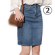 thumbnail image 1 of Falda hasta la rodilla, falda lápiz de mezclilla elástica, jeans., 1 of 5