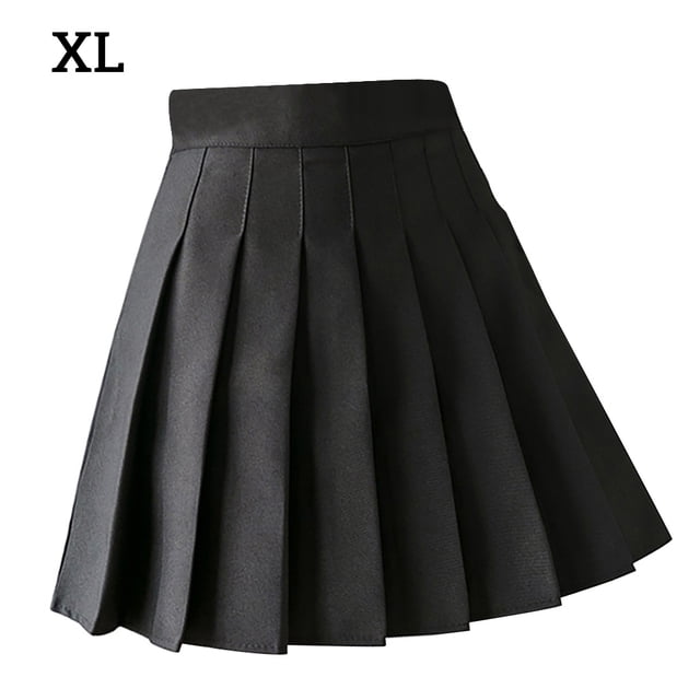 Falda plisada Mini uniforme de colegiala de tenis de cintura alta con pantalones cortos, negro, XL Vogacara AP001094-09