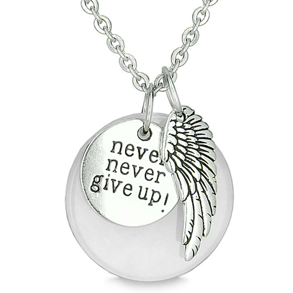 BestAmulets Angel Wing and Inspirational "Never Never