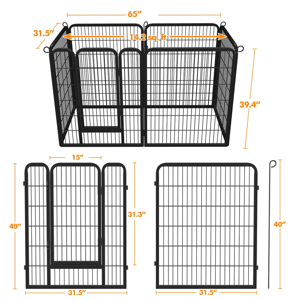 Yaheetech 40"H 6-Panel Foldable Steel Dog Playpen for Medium Large Dogs, Black
