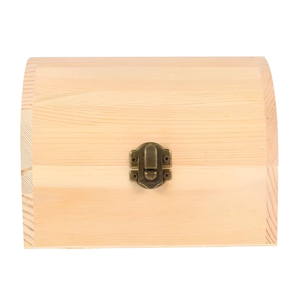 XIBUFE Wooden Chest Treasure Wood Boxes Unfinished Gift Jewelry Craft Pirate Case Keepsake Small Kids Party Plain Diy