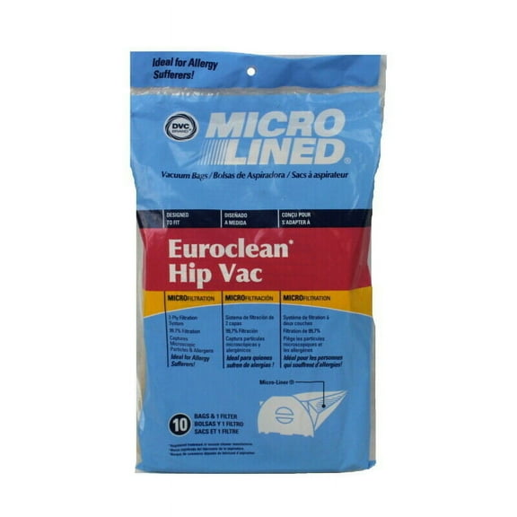 Euroclean Hip Vac Micro Allergen Vacuum Cleaner Bags by DVC Made in USA [ 40 Bags ]