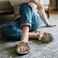 thumbnail image 3 of COEQINE Dachshund Sunflower Womens Fuzzy Slippers House Shoes Open Toe Indoor Slippers Soft Lightweight Quiet Fluffy Slides Machine Washable Footwear for Ladies Her Mom, 46-47, 3 of 7